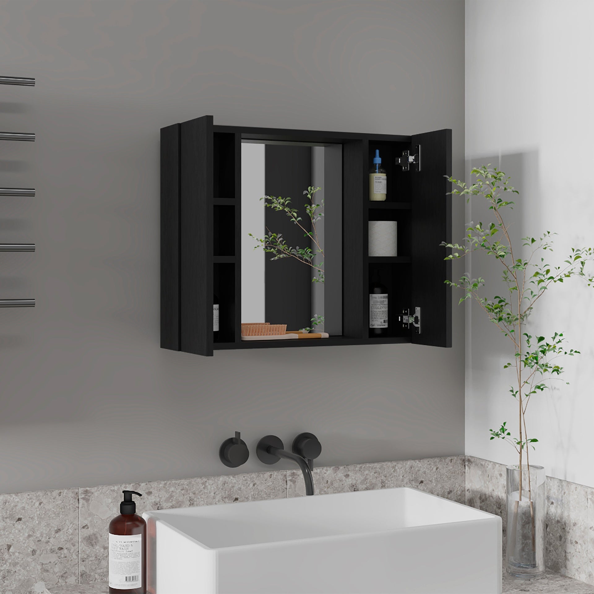 Wenge 1-Drawer Medicine Cabinet