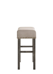 Martha II Tan Linen & Weathered Gray Finish Counter Height Stool (Set of 2)