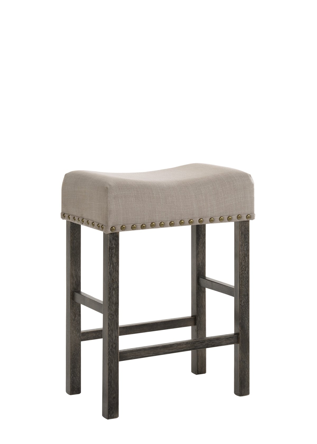 Martha II Tan Linen & Weathered Gray Finish Counter Height Stool (Set of 2)