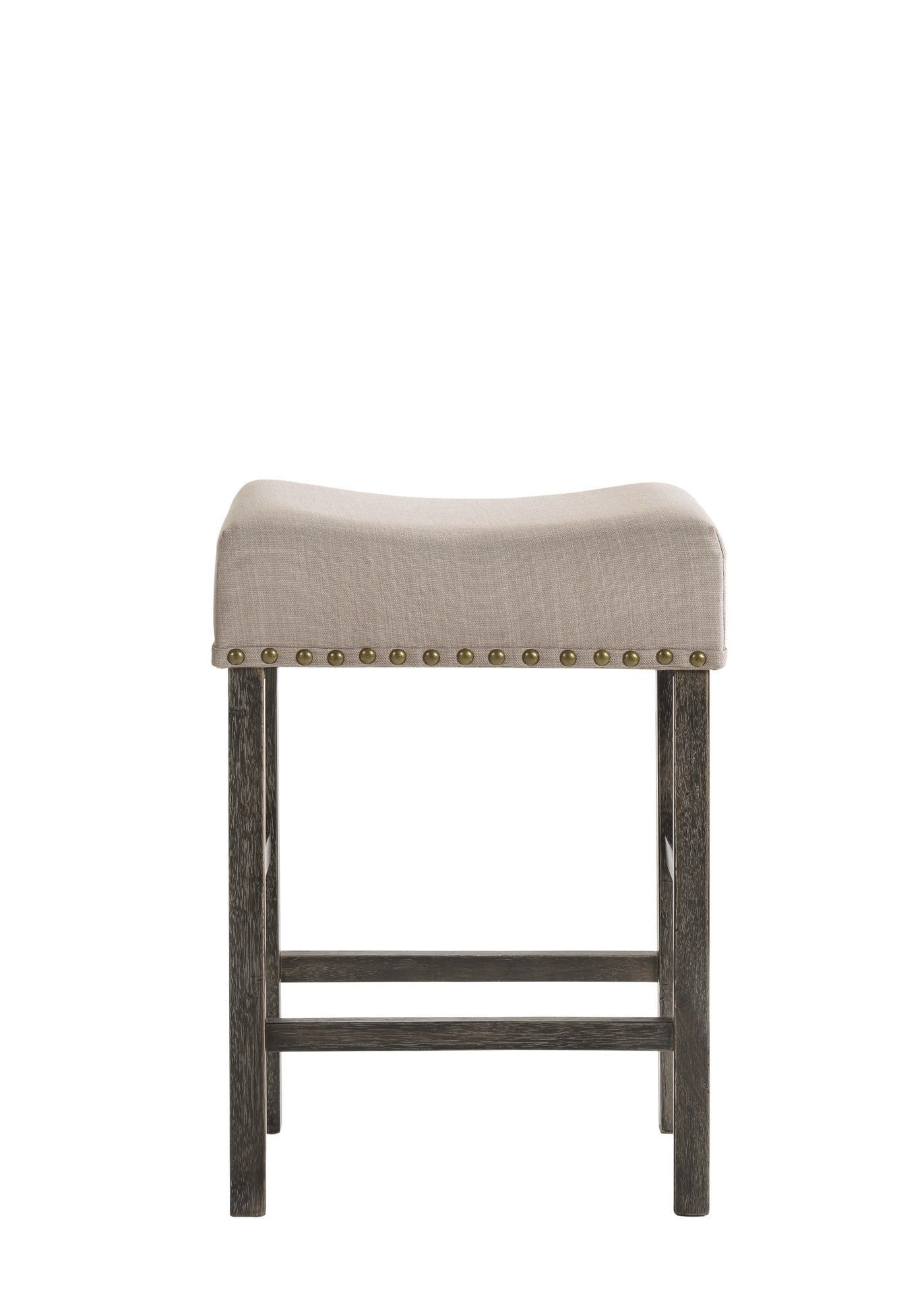 Martha II Tan Linen & Weathered Gray Finish Counter Height Stool (Set of 2)