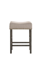 Martha II Tan Linen & Weathered Gray Finish Counter Height Stool (Set of 2)