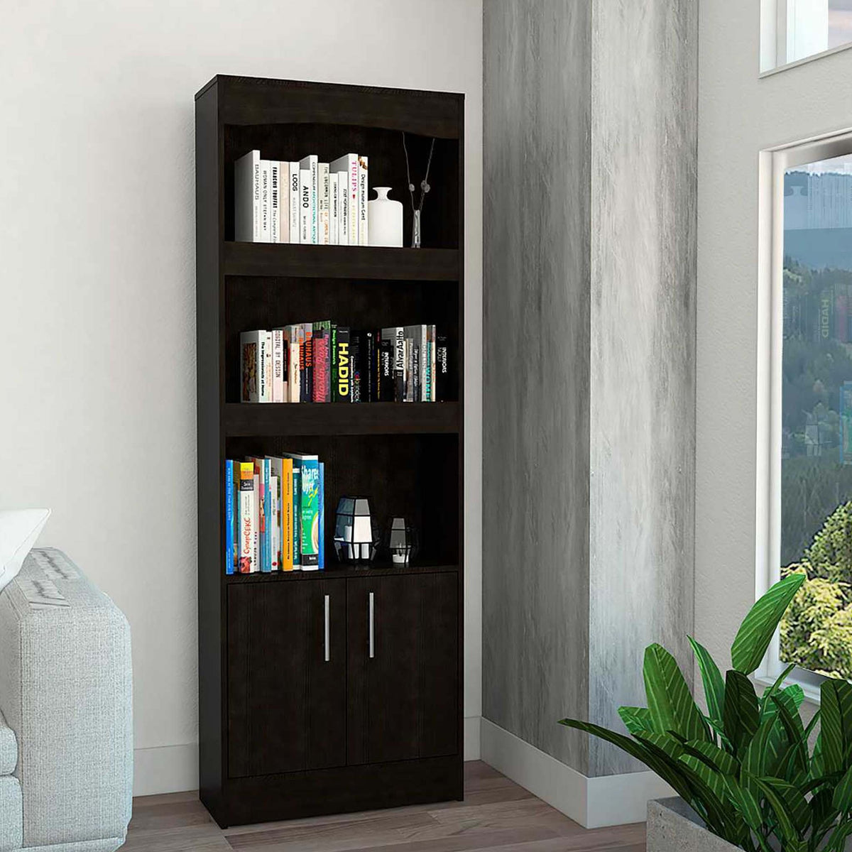 Shell Beach 1-Drawer 3-Shelf Bookcase Wenge
