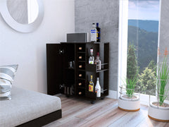 2-Shelf 6-Bottle Bar Cart with Division Wenge