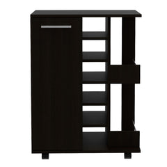 2-Shelf 6-Bottle Bar Cart with Division Wenge