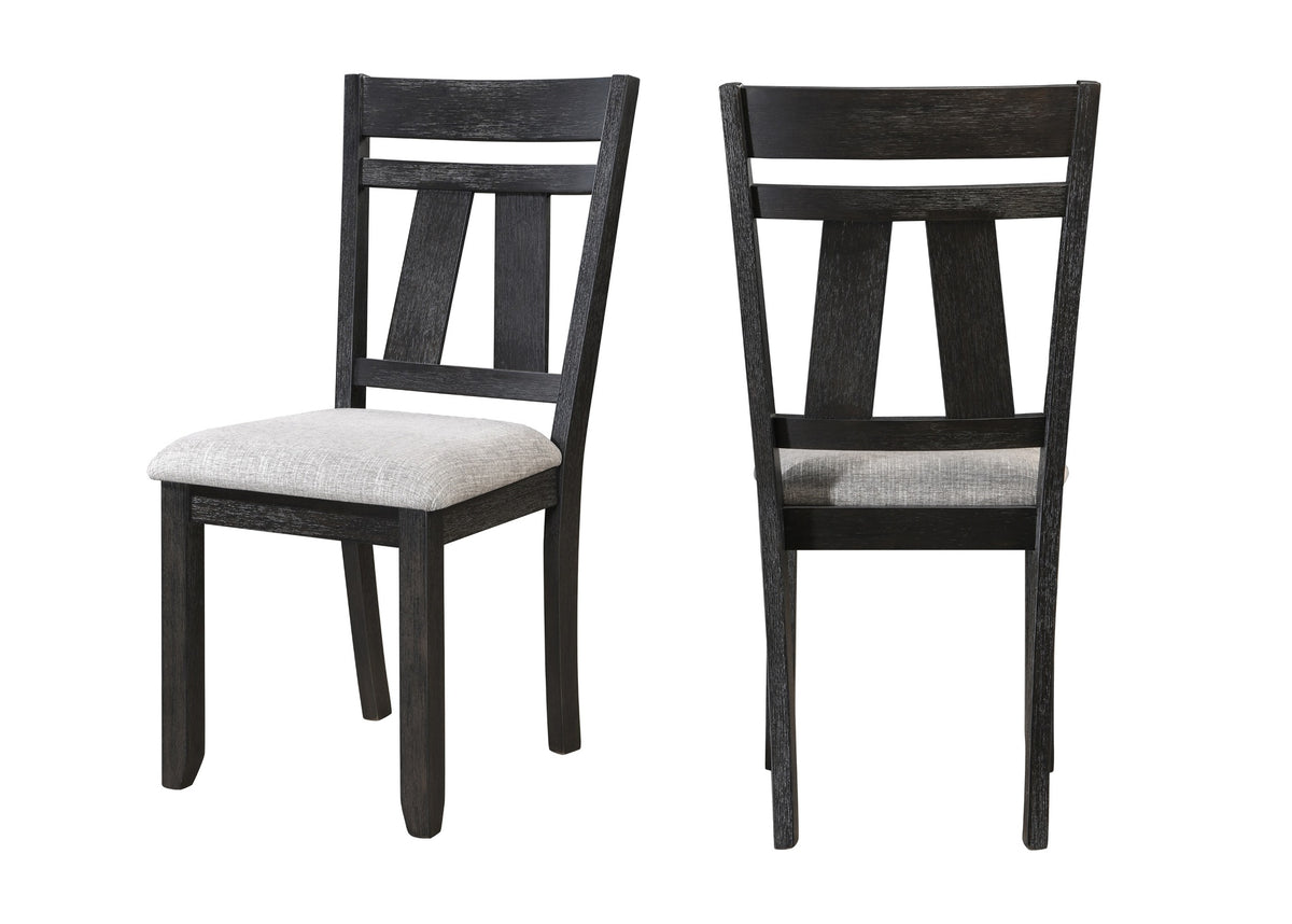 Cottage Style Dining Side Chair 2pc Set Upholstered Seat Wheat Charcoal Finish Dining Room Wooden Furniture Transitional Design