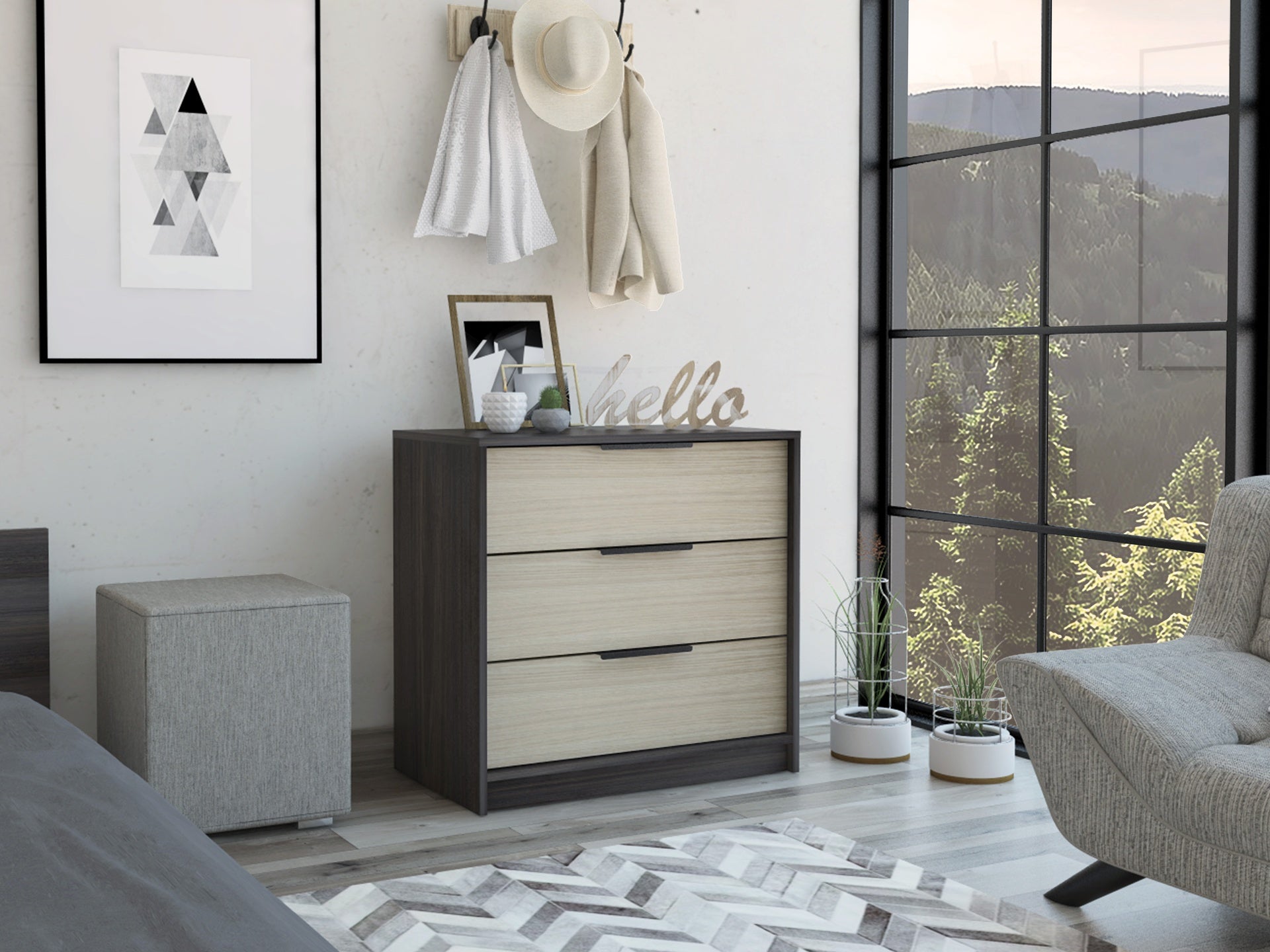 Cannon 3-Drawer Rectangle Dresser Wenge and Light Oak