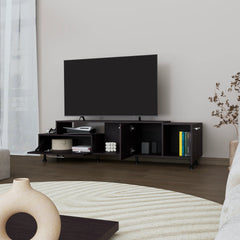 Wengue Entertainment Center with Open Storage and 2-Side Cabinets