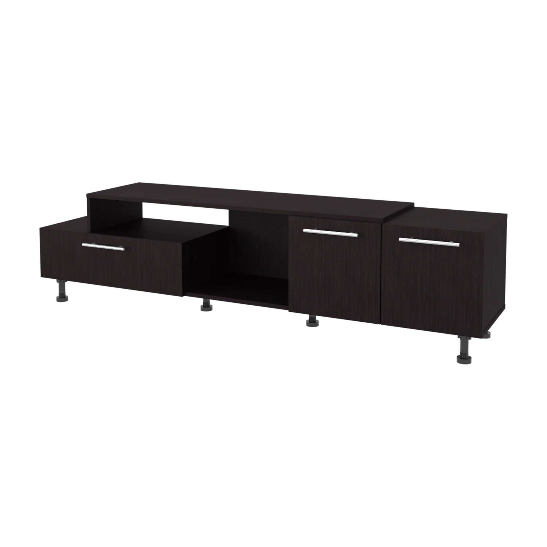 Wengue Entertainment Center with Open Storage and 2-Side Cabinets