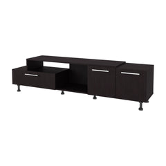 Wengue Entertainment Center with Open Storage and 2-Side Cabinets