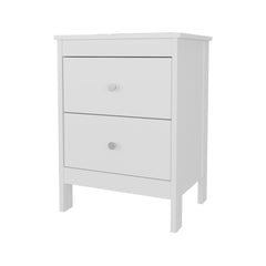 White Nightstand with 2 Drawers