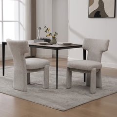 22.05" Wide Modern Upholstered Chenille Dining Chair Set of 2 with Rubberwood Legs, Armless Curved Back Accent Chairs for Living Room Bedroom Restaurant Cafes Dining Room Reception, Beige