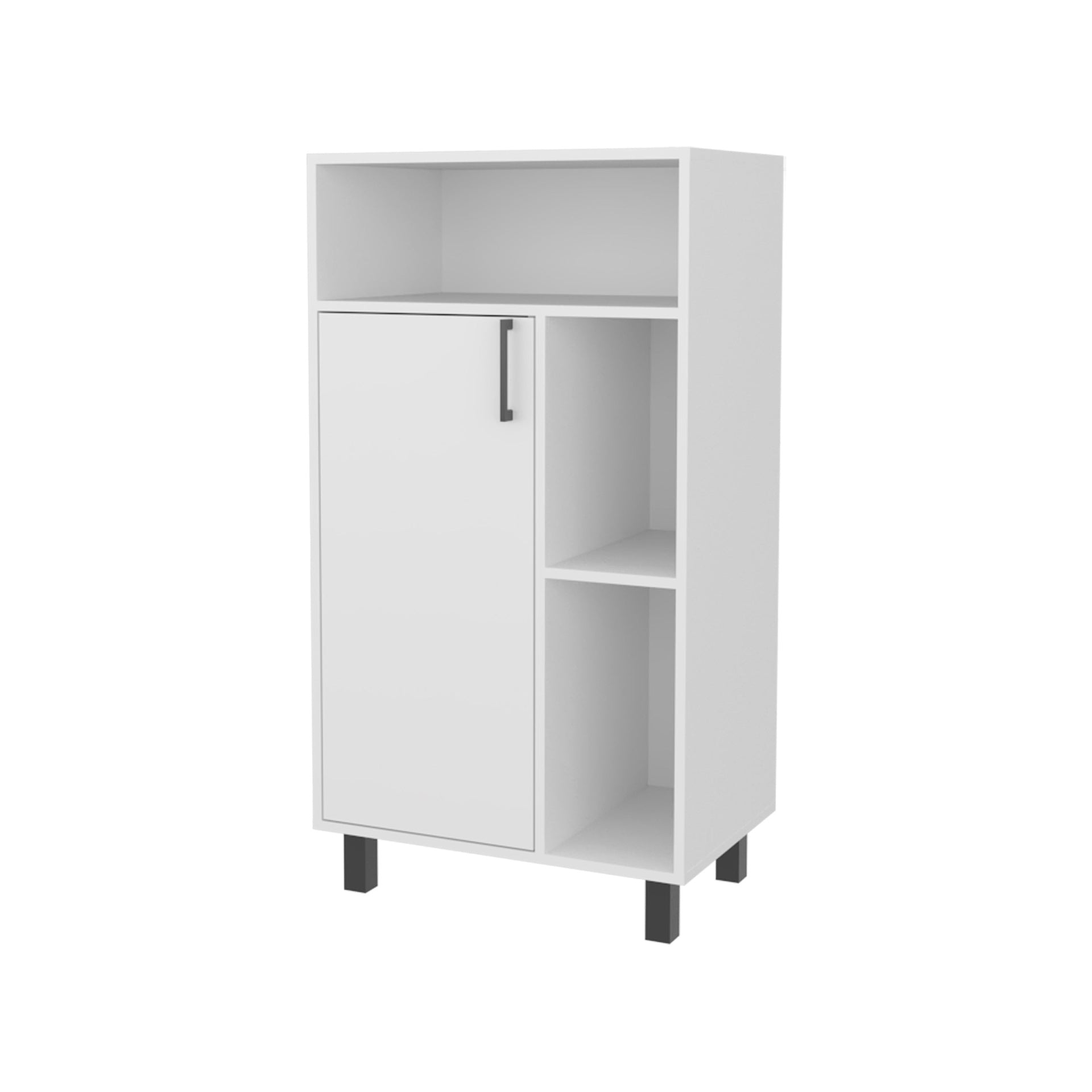 White Cabinet with Open Storage and 1 Door