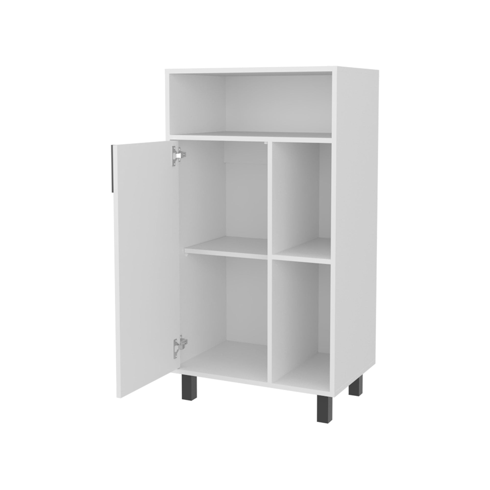 White Cabinet with Open Storage and 1 Door