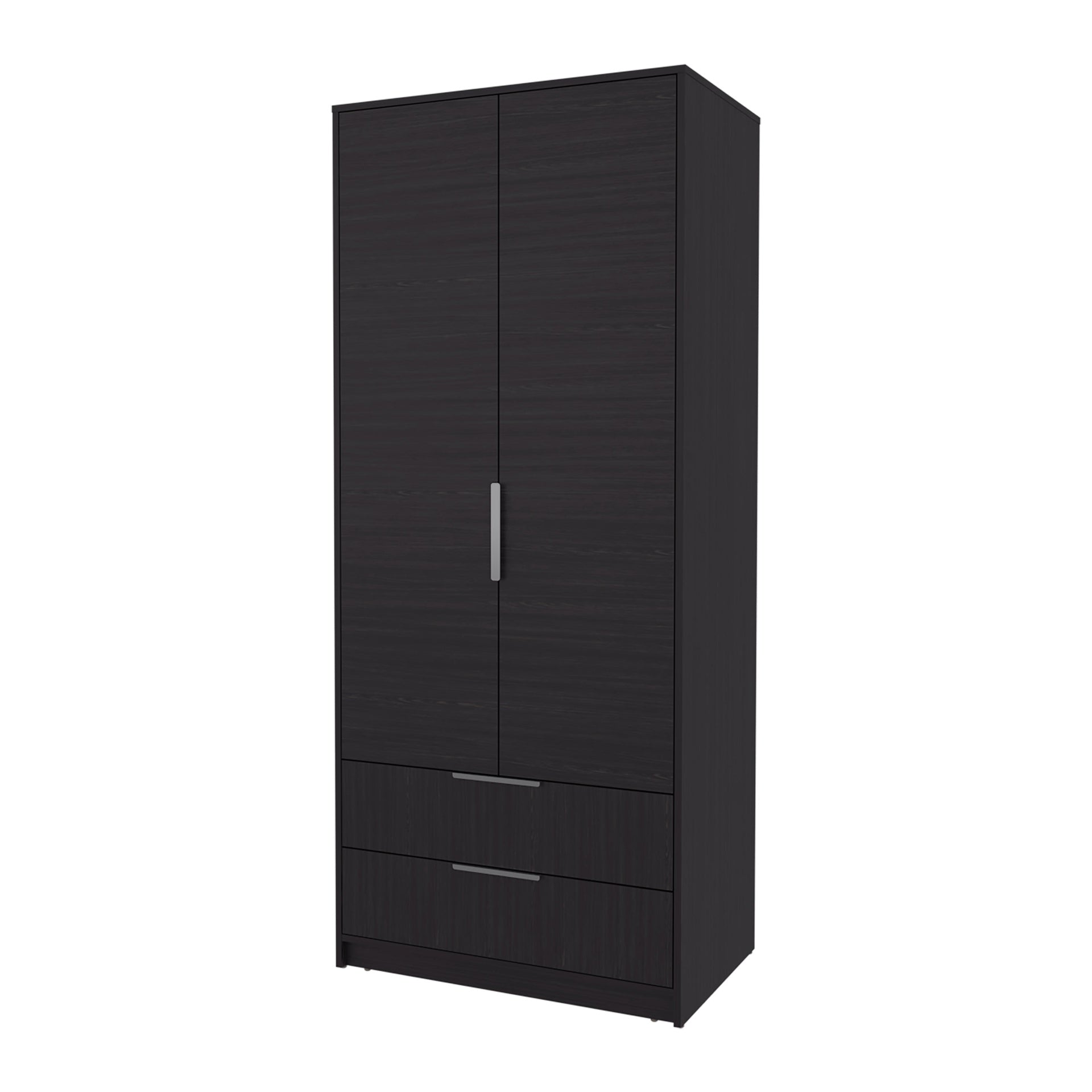Wengue 2-Door 2-Drawer Wardrobe with Hanging Rod