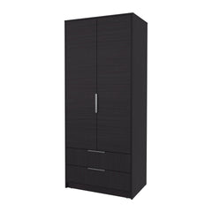 Wengue 2-Door 2-Drawer Wardrobe with Hanging Rod