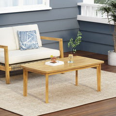 Outdoor Acacia Wood Rectangular Coffee Table, Teak, 43.25" W x 23.50" D x 17.00" H