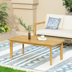 Outdoor Acacia Wood Rectangular Coffee Table, Teak, 43.25" W x 23.50" D x 17.00" H