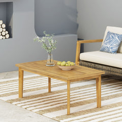 Outdoor Acacia Wood Rectangular Coffee Table, Teak, 43.25" W x 23.50" D x 17.00" H