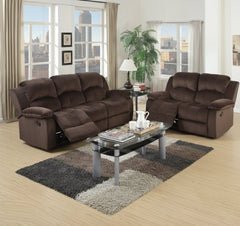 Modern Style Comfortable 2pc Living Room Set Pillow Arms Cushion Back Suede Padded Chocolate Finish Horizontal Tufting Primary Living Room Furniture