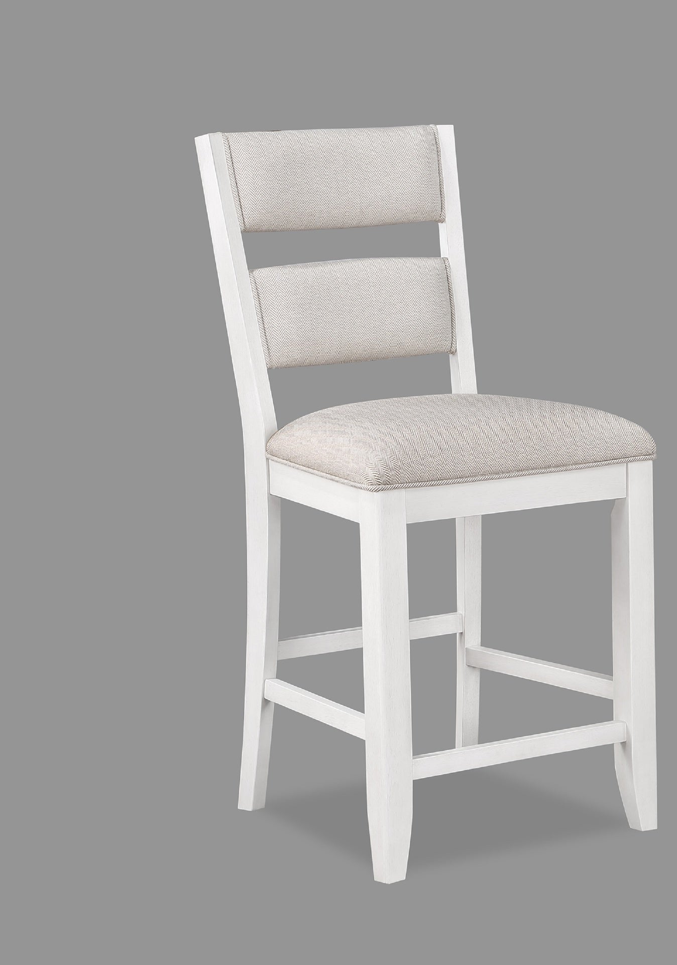 5pc Counter Height Dining Set White Rectangular Table Wine Bottle Storage Upholstery Chairs Open Shelf Storage Drawer Wooden Solid Wood Furniture