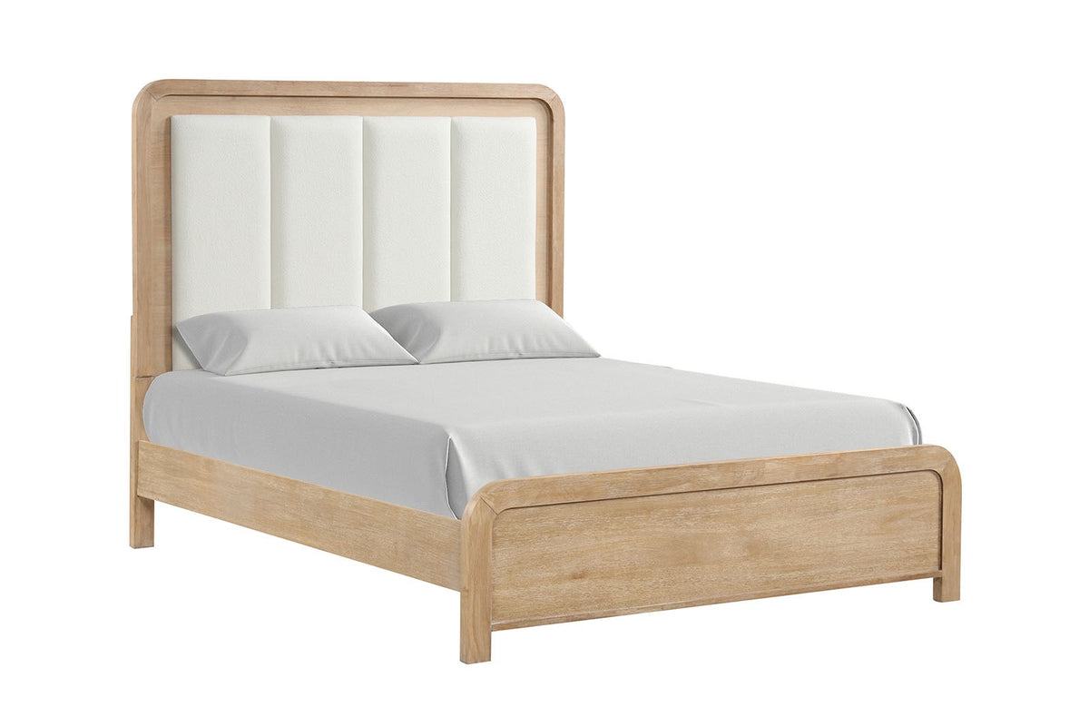 Queen Size Bed Channel Padded Headboard 1pc Panel Bed frame Natural Finish Transitional Style Bedroom Furniture