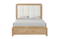 Queen Size Bed Channel Padded Headboard 1pc Panel Bed frame Natural Finish Transitional Style Bedroom Furniture
