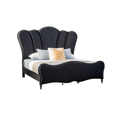 Glam Beautiful Black Fabric 1pc Eastern King Size Bed Padded Channel Headboard Bedroom Furniture