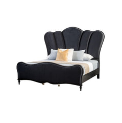 Glam Beautiful Black Fabric 1pc Eastern King Size Bed Padded Channel Headboard Bedroom Furniture