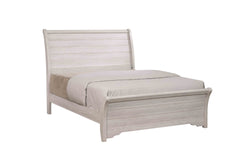 1pc Contemporary Design Queen Sleigh Bed Horizontal Lines Gently Sloped Curved Headboard Chalk Gray Finish