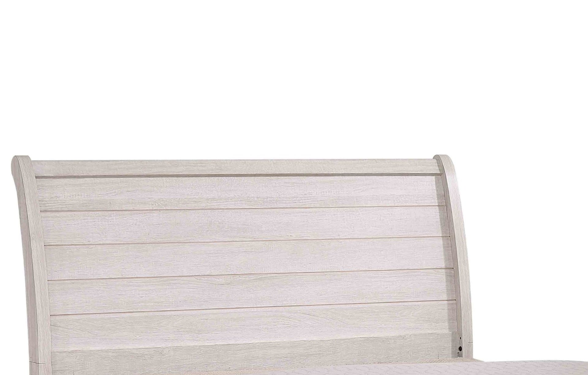 1pc Contemporary Design Queen Sleigh Bed Horizontal Lines Gently Sloped Curved Headboard Chalk Gray Finish