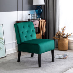 Reese 53"  2Piece Living Room Armless Button Tufted Pattern Accent Chair with Velvet Fabric and Premium High Density Foam Cushion, Green