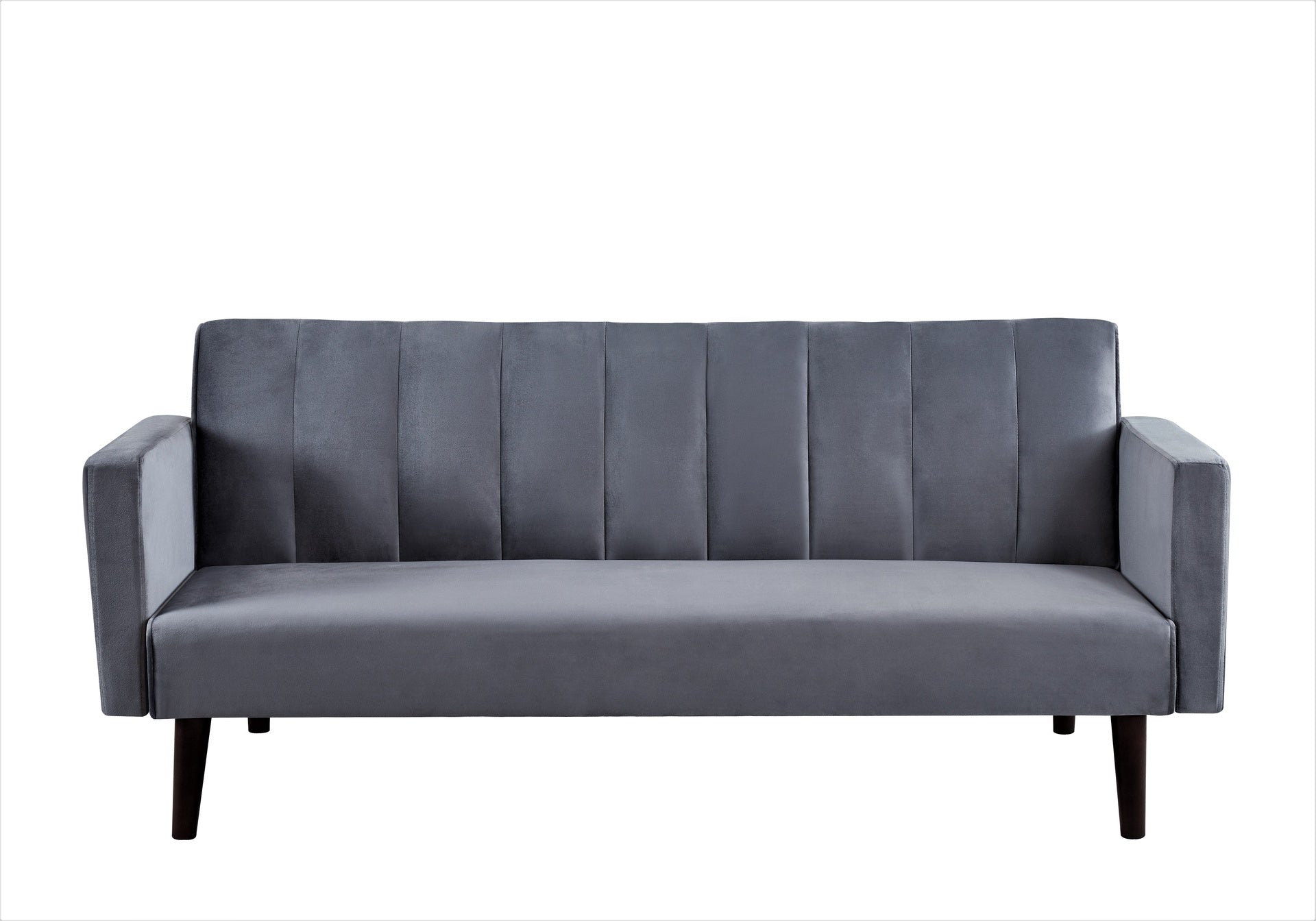 72" Velvet Convertible Futon Sofa Bed - Full Out Twin Sleeper Couch w/Channel Stitch, Wood Frame & High-Density Foam - Space-Saving for Apartments/Dorms, Grey