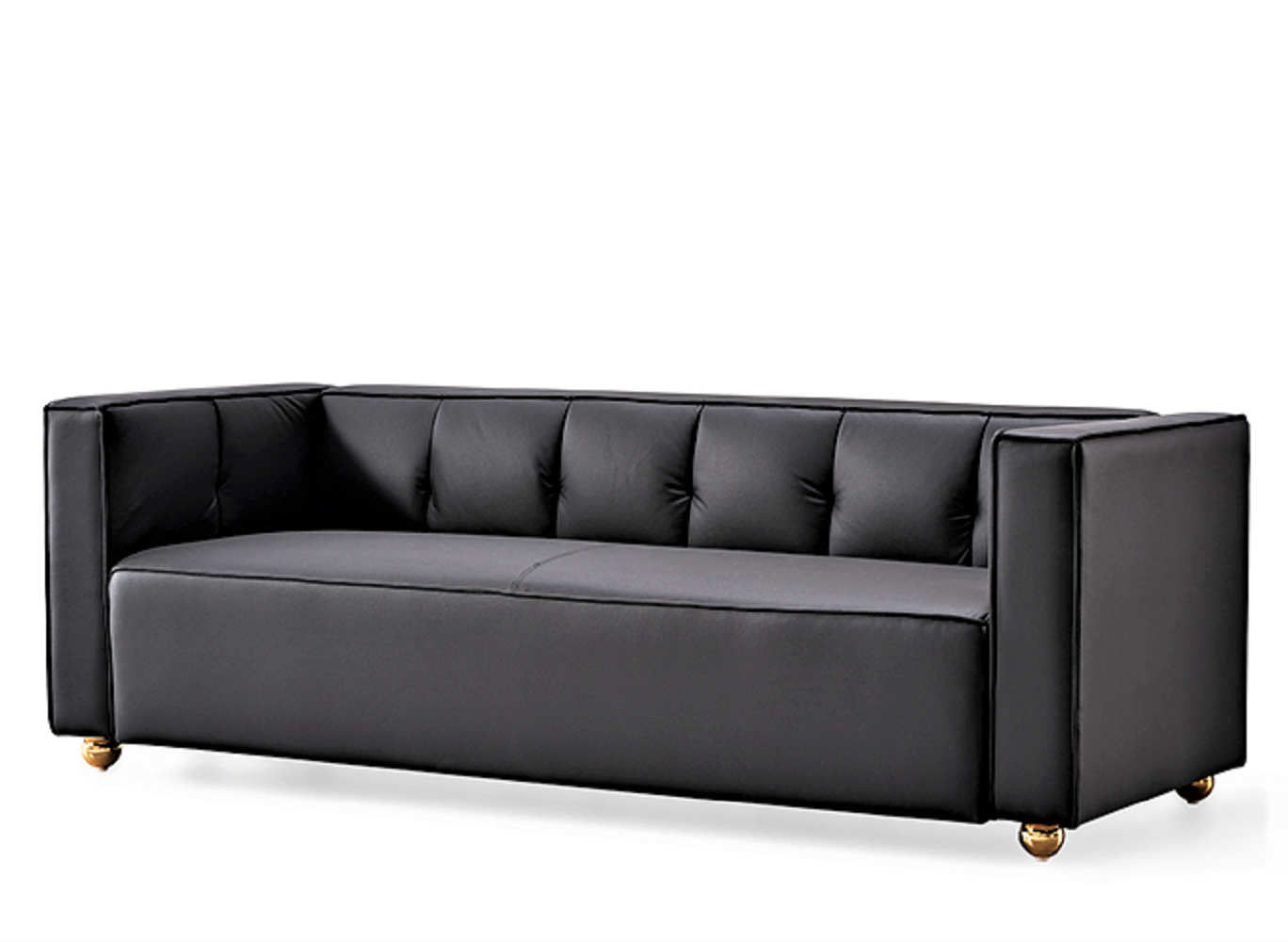 Polyester Sofa with Tufted Low Back Design, Elegant 3 Seater Couch for Coastal and Modern Farmhouse Living Rooms, 87 Inch Wide, Easy Assembly