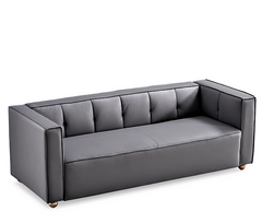 Polyester Sofa with Tufted Low Back Design, Elegant 3 Seater Couch for Coastal and Modern Farmhouse Living Rooms, 87 Inch Wide, Easy Assembly
