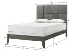 1pc King Size Bed Contemporary Design Textured Front Panels Features Geometric Paneling Headboard Gray Gun Metal Finish