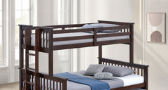 Transitional Twin Over Full Bunk Bed With Ladder And Underbed Drawers, Dark Walnut