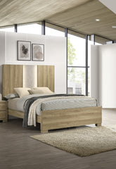 1pc Contemporary Queen Panel Bed with Integrated Lighting Driftwood Finish