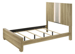 1pc Contemporary Queen Panel Bed with Integrated Lighting Driftwood Finish