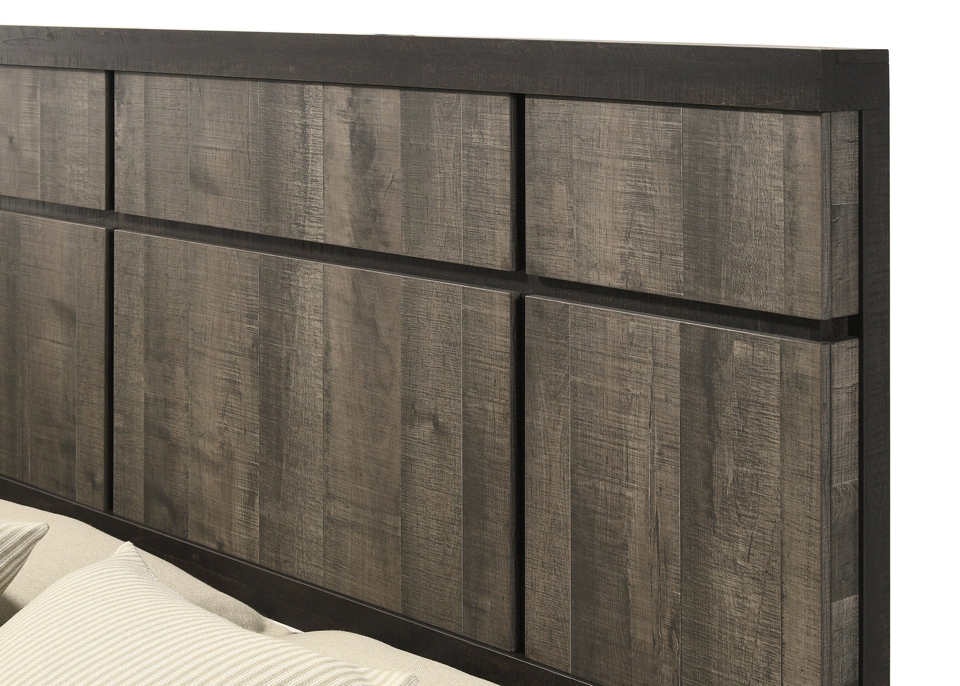 1pc Contemporary King Panel Bed Panel-style Headboard Gray Ebony Finish Wooden