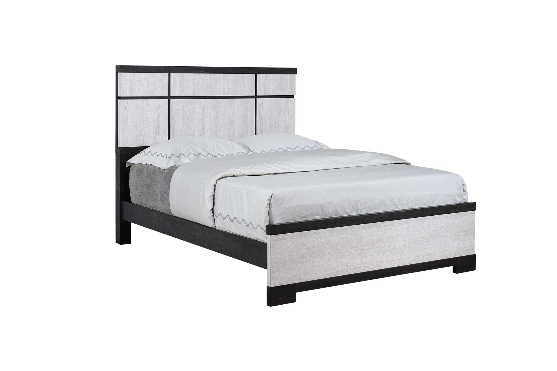 1pc Contemporary King Panel Bed Panel-style Headboard Chalk Ebony Finish Wooden