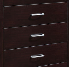 Espresso Finish Contemporary Design 1pc Chest of 5x Drawers Silver Tone 
Bar Pulls Bedroom Furniture