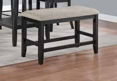 Farmhouse Style 1pc Black Light Gray Counter Height Bench Footrest Upholstered Seat Wooden Furniture
