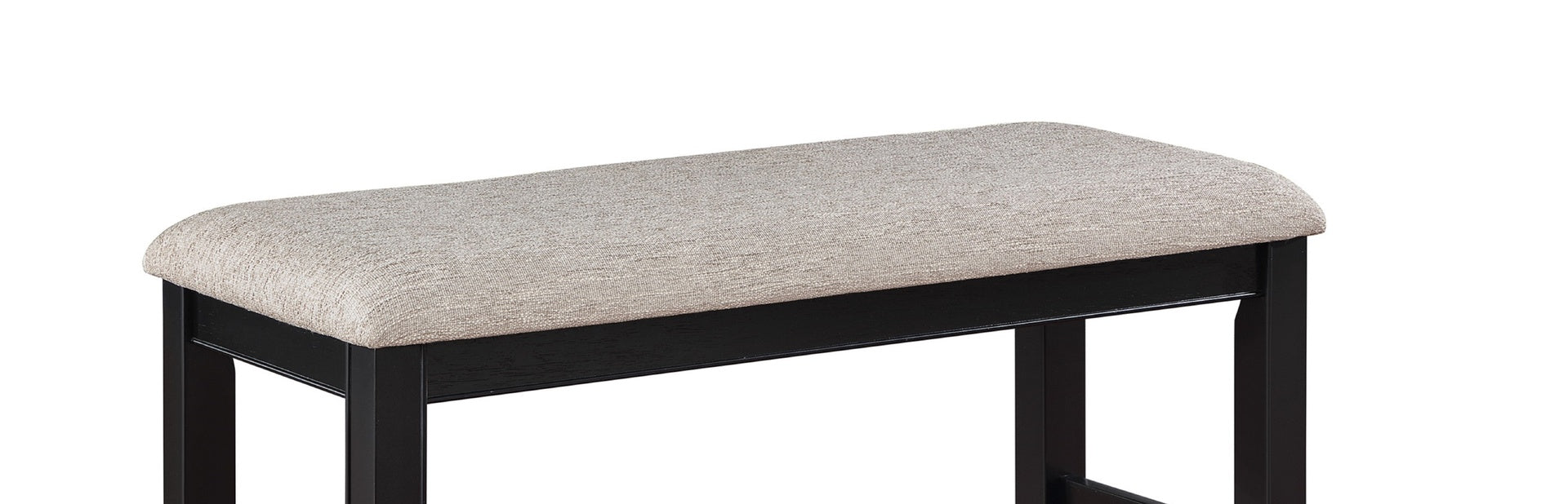 Farmhouse Style 1pc Black Light Gray Counter Height Bench Footrest Upholstered Seat Wooden Furniture