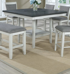 1pc Contemporary Transitional Counter Height Dining Table with 20-Inch Lazy Susan Chalk Gray Finish Wooden Wood Veneers Solid Wood Dining Room Furniture