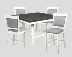 1pc Contemporary Transitional Counter Height Dining Table with 20-Inch Lazy Susan Chalk Gray Finish Wooden Wood Veneers Solid Wood Dining Room Furniture
