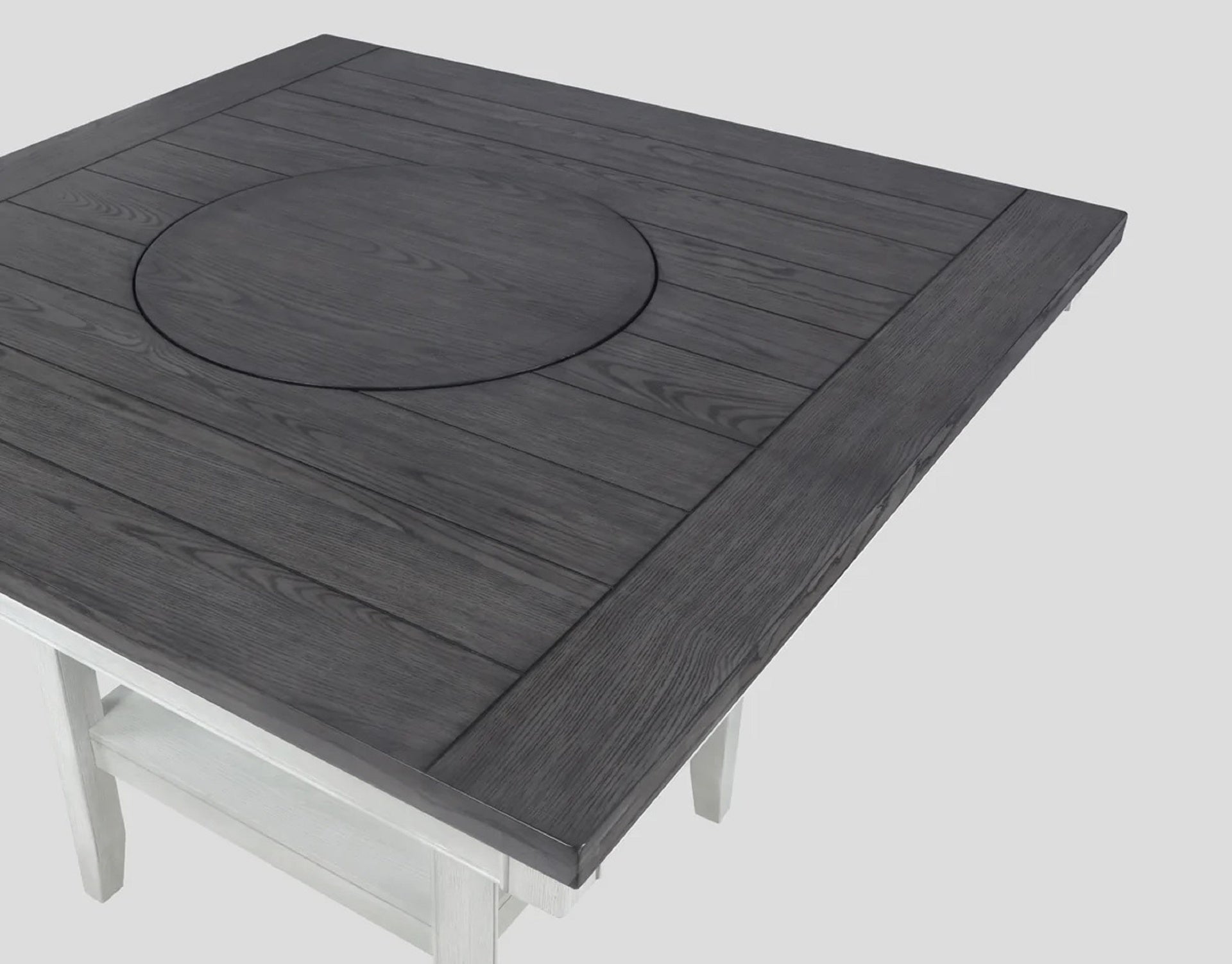 1pc Contemporary Transitional Counter Height Dining Table with 20-Inch Lazy Susan Chalk Gray Finish Wooden Wood Veneers Solid Wood Dining Room Furniture