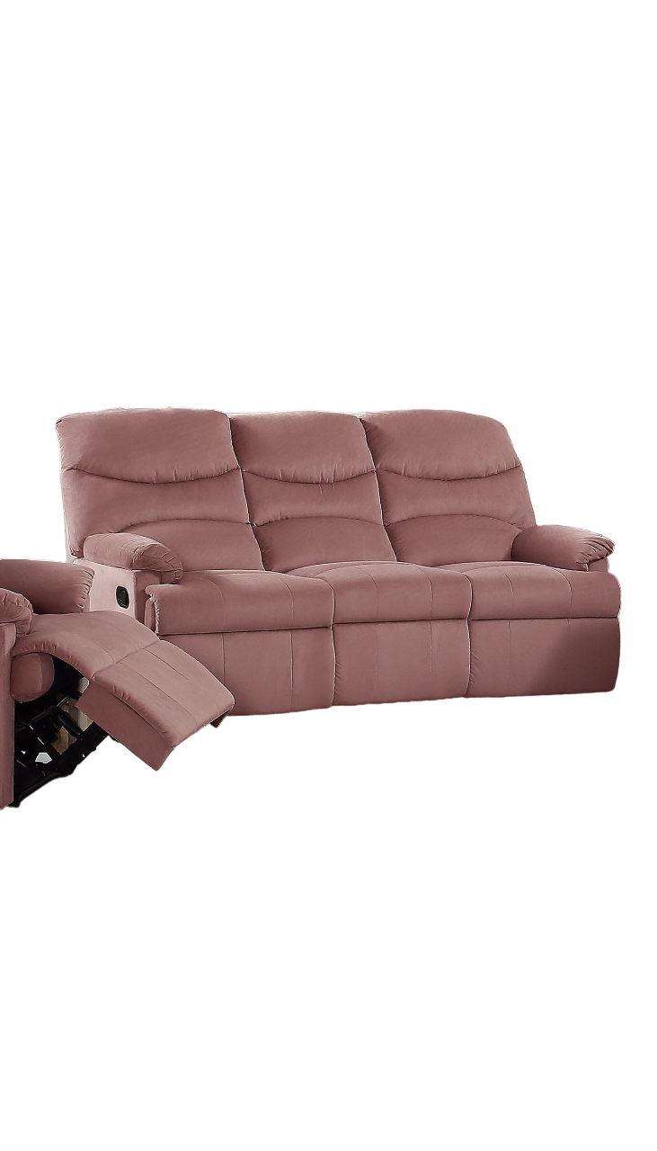 Luxurious Velvet Blush Pink Color 3-Seater Manual Recliner Sofa Couch Manual Motion Plush Armrest Living Room Furniture 1pc Sofa Couch