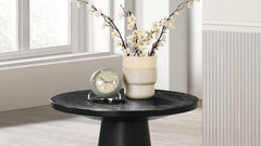 Unique Cone Base Pedestal Round End Table Contemporary Style Rubberwood Structure Black Finish