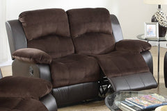 Motion Loveseat 1pc Living Room Furniture Chocolate Padded Suede w. Faux Leather Plush Cushion Couch