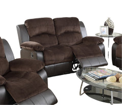 Motion Loveseat 1pc Living Room Furniture Chocolate Padded Suede w. Faux Leather Plush Cushion Couch